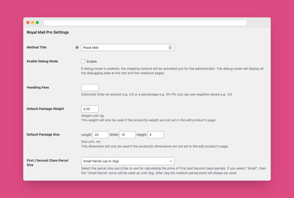 WooCommerce Royal Mail Shipping Calculator Pro screenshot 2