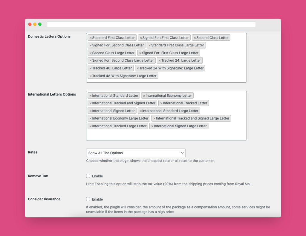 WooCommerce Royal Mail Shipping Calculator Pro screenshot 3