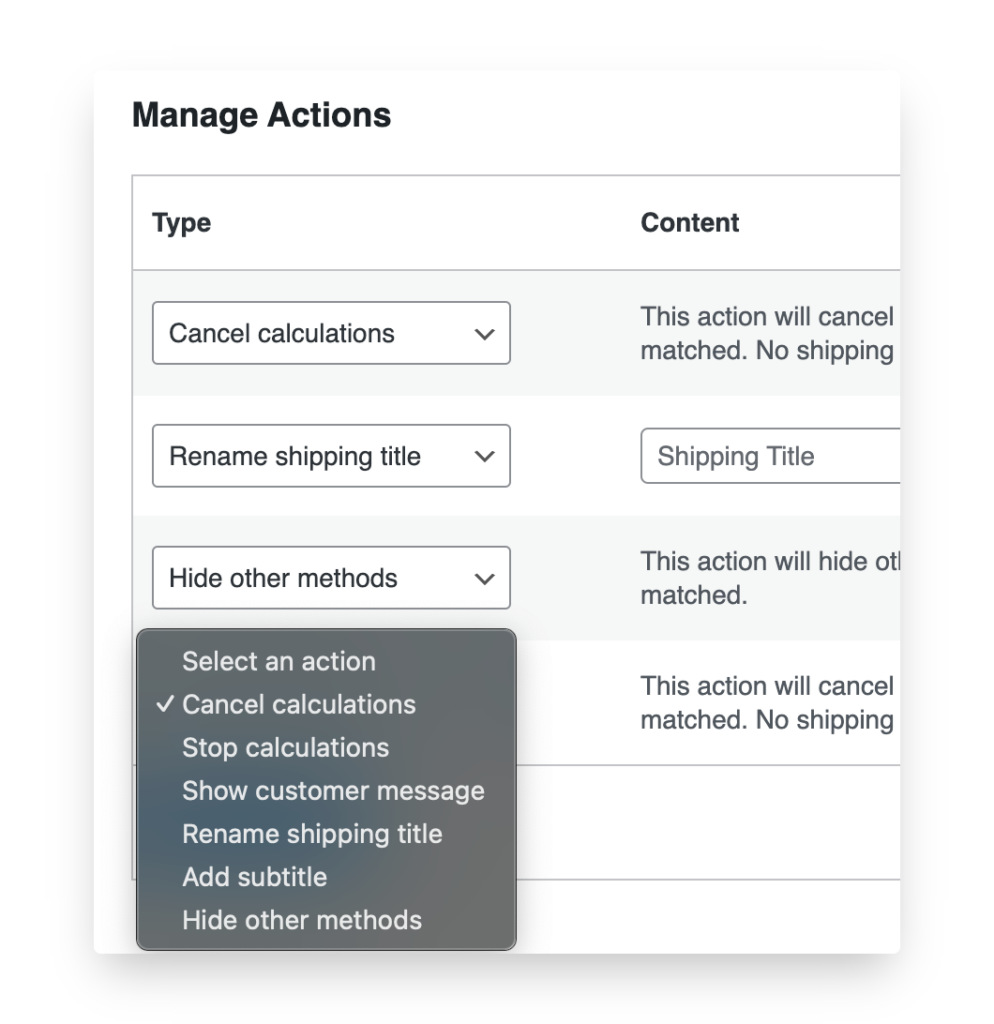 Conditional Shipping Methods feature screenshot