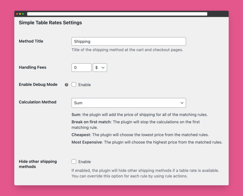 WooCommerce Simple Table Rates Pro screenshot 2