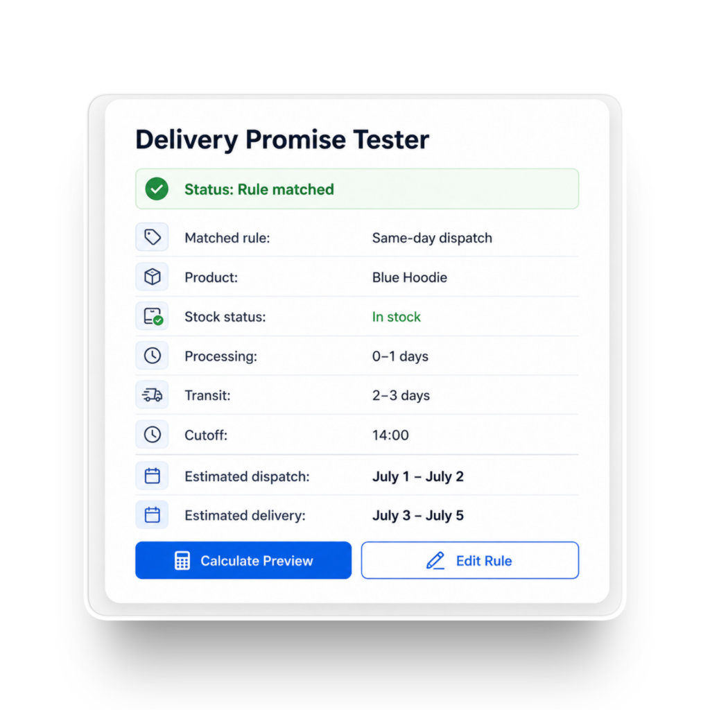 Rule-Based Delivery Promise Engine feature screenshot