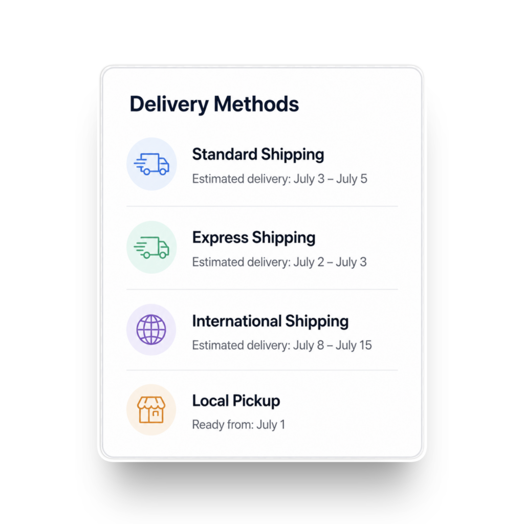 Flexible Delivery Estimates for Every Shipping Method feature screenshot