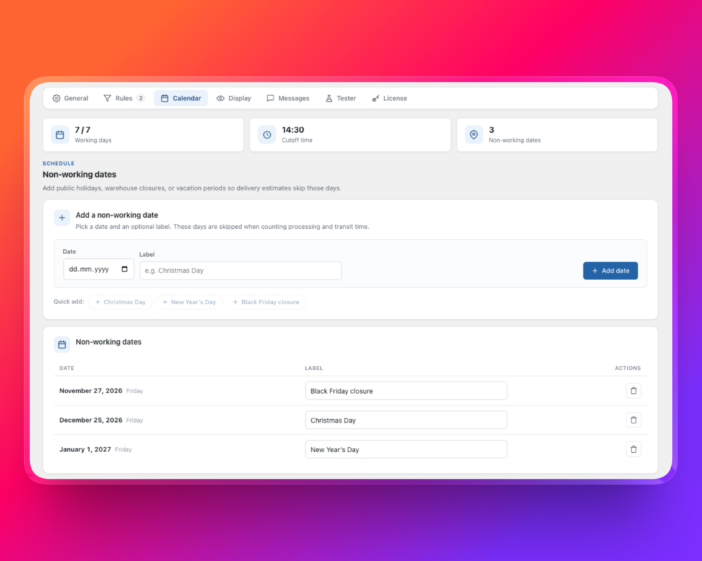 Delivery Promise for WooCommerce screenshot 3