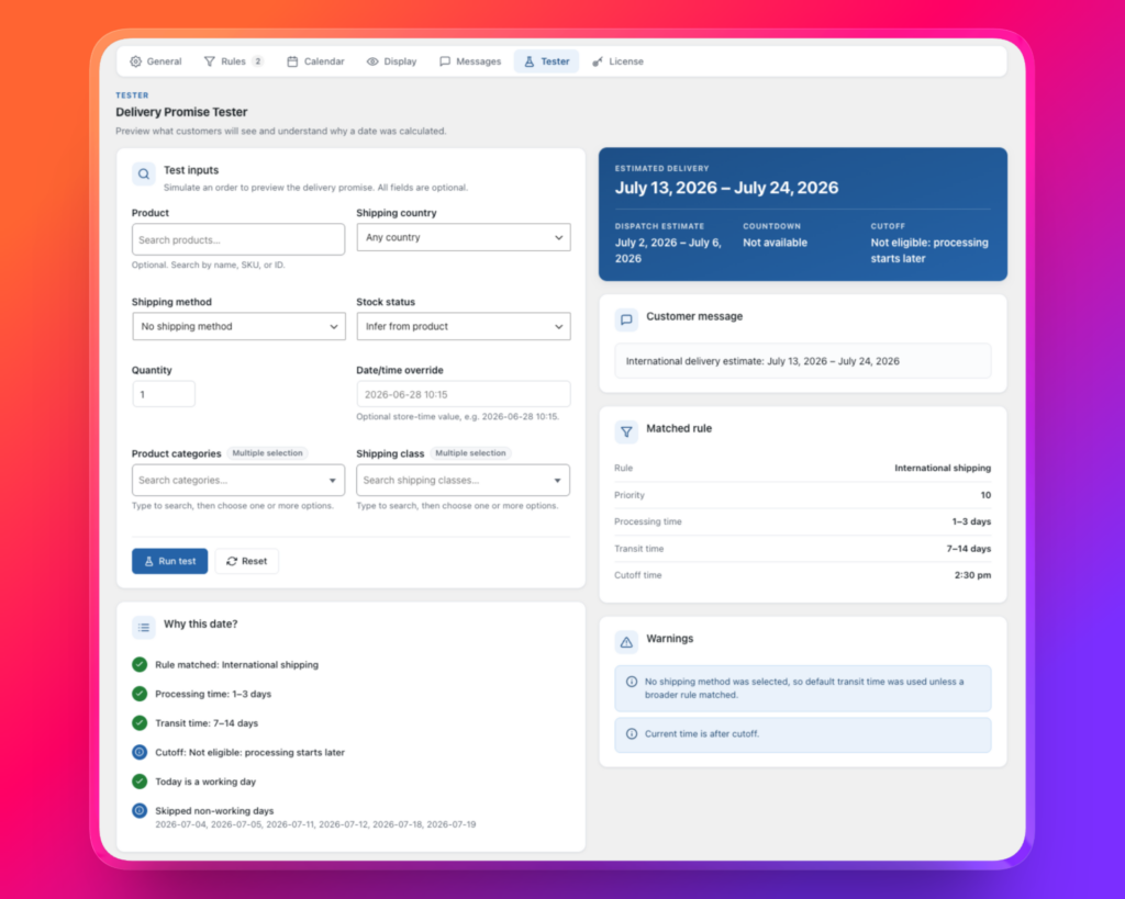 Delivery Promise for WooCommerce screenshot 5