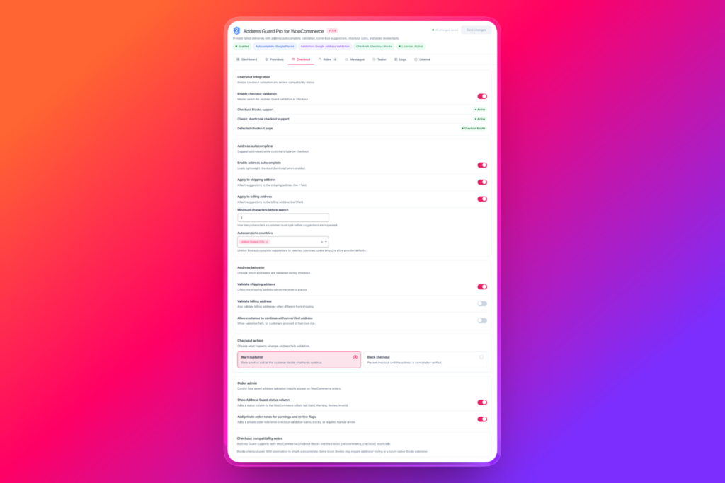 WooCommerce Address Guard Pro screenshot 3