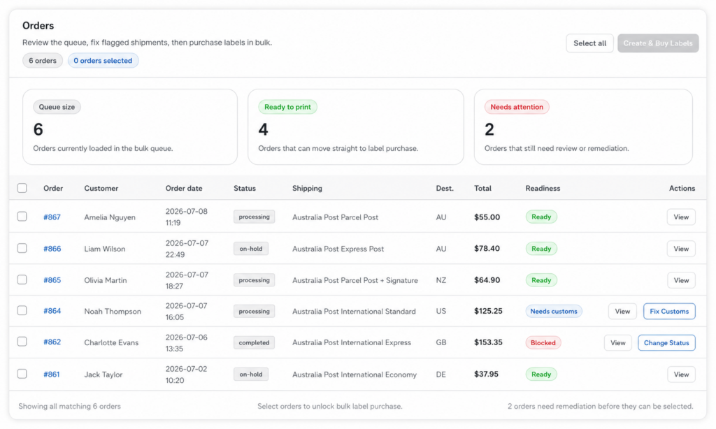 Print Labels in Bulk feature screenshot