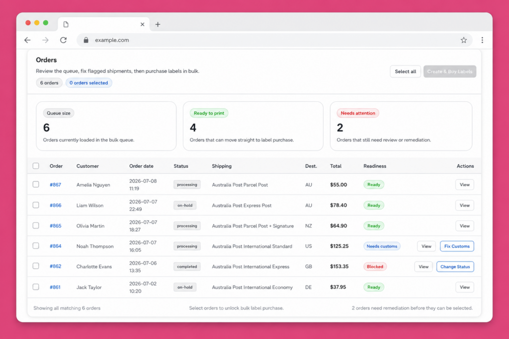 Australia Post WooCommerce Extension PRO plugin interface