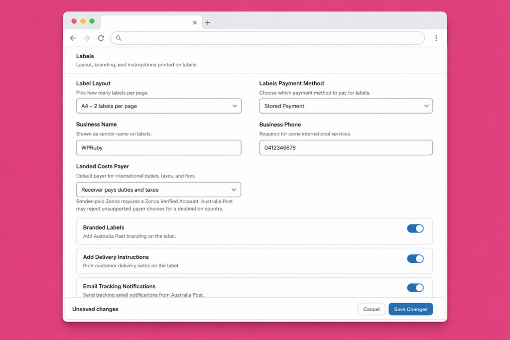 Australia Post WooCommerce Extension PRO screenshot 4