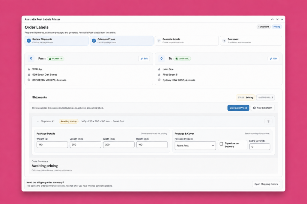 Australia Post WooCommerce Extension PRO screenshot 7