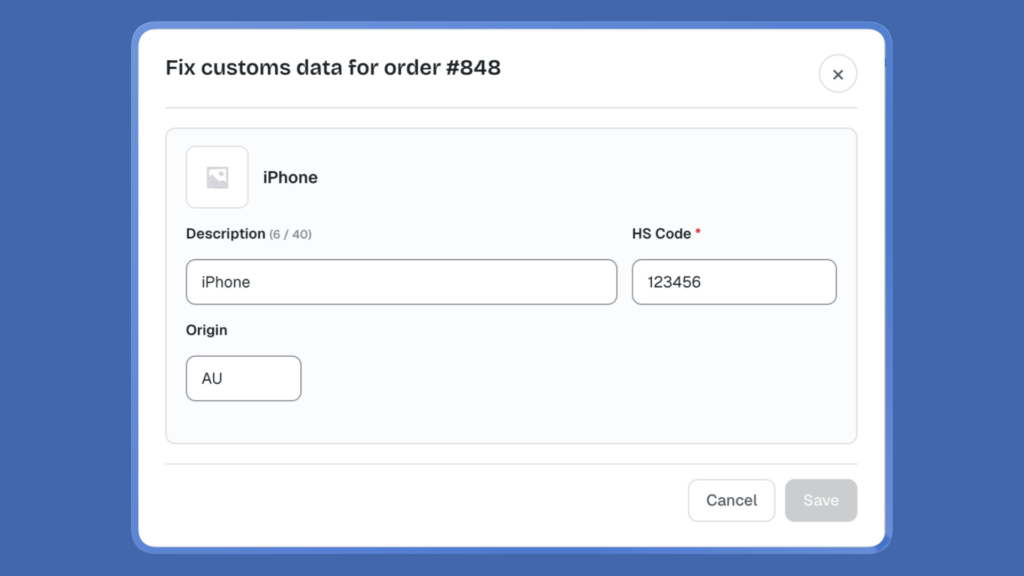 Fix customs data while printing labels.