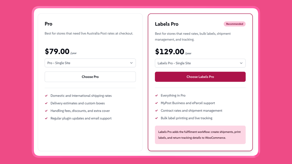 Pro and Labels Pro on the WPRuby product page